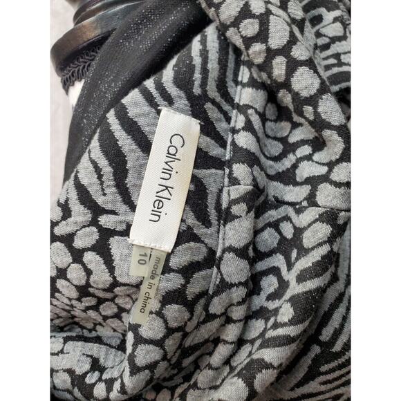 Calvin Klein Sheath Dress Women Size 10 Gray Animal Print Short Sleeve Cowl Neck - Picture 5 of 6